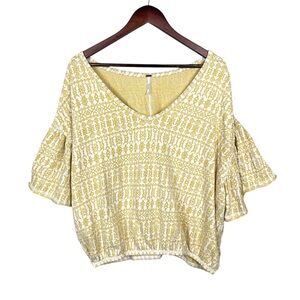 Free People Full Bloom Peasant Top Pullover in Yellow Flutter